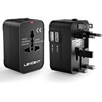 Adaptador de Viaje Universal- LENCENT Enchufe Adaptador Internacional inglés-eeuu-EU-AUS con 2 Puertos USB para más de…
